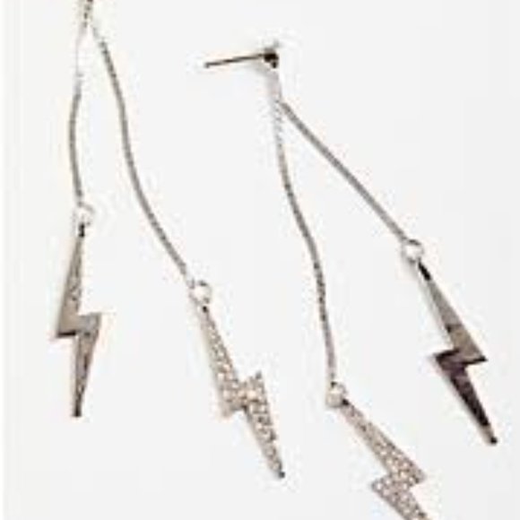 NWT LIGHTNING BOLT EARRING - GOLD & SILVER TONE - Picture 2 of 6